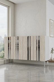 Mia 120 - White, Travertine, Silver
