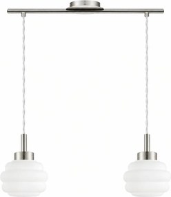 BRILAGI - LED csillár zsinóron RETRO GLASS 2xE27/60W/230V matt króm/fehér