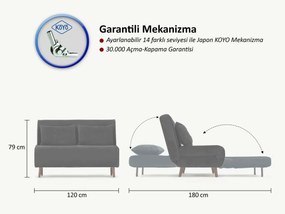 Folde 2 Cream kihúzható kanapé