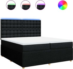 vidaXL fekete szövet rugós ágy matraccal 200 x 200 cm