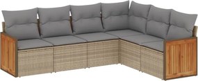 vidaXL 6 részes bézs polyrattan kerti ülőgarnitúra párnával
