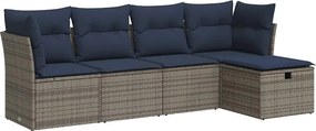vidaXL 5 részes szürke polyrattan kerti ülőgarnitúra párnákkal