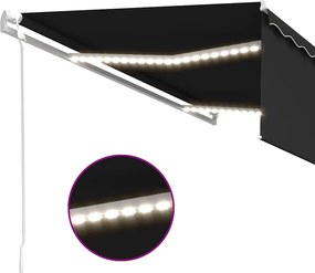 Antracitszürke redőnyös, LED-es, szélérzékelős napellenző 5x3 m