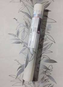 Fali tapéta, lóhere, levelek, virágok, ezüst részletek, 93706-3