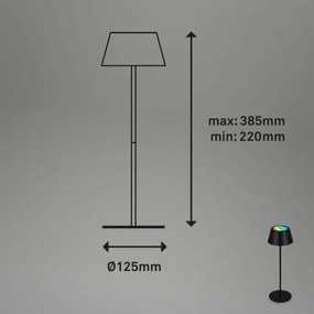 Brilo - RGB LED tölthető, érintéses asztali lámpa KIKI LED/2,6W/5V IP44 2600 mAh fekete