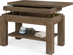 Mazzoni BRAWO Barna Tölgy - NYITHATÓ/MAGASÍTHATÓ DOHÁNYZÓASZTAL POLCCAL ÉTKEZŐASZTALKÉNT IS HASZNÁLHATÓ