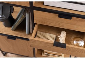 Fekete könyvespolc tölgyfa dekorral 85x141 cm Swindon - Actona