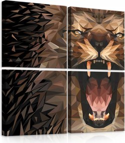 Vászonkép 50x50 Oroszlán geometrikus poligonális low-poly erő absztrakt