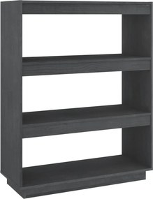 vidaXL szürke tömör fenyőfa könyvszekrény/térelválasztó 80x35x103 cm