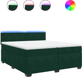vidaXL sötétzöld bársony rugós ágy matraccal 200x200 cm