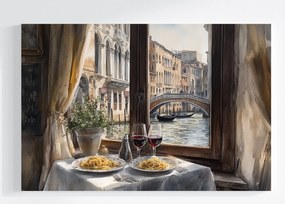 Vászonkép Canvas Konyha Paszta Spagetti Ablak Velence Kilátás 120x80