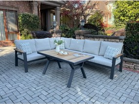 Szürke alumínium ötszemélyes kerti lounge szett Rotterdam – Rojaplast