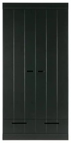 Connect fekete ruhásszekrény borovi fenyő konstrukcióval, szélesség 94 cm - WOOOD