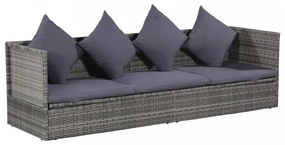 szürke polyrattan kerti ágy 200 x 60 cm