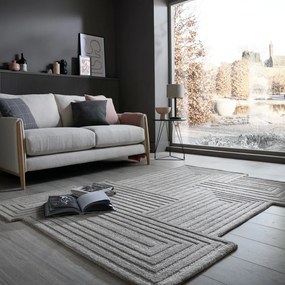 Szürke kézi szövésű gyapjú szőnyeg 200x290 cm Zen Rectangles – Flair Rugs