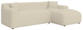 Bézs kordbársony sarokkanapé (jobb oldali-heverő résszel) Martin – Ropez