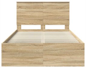 vidaXL Ágykeret fejtámlával Sonoma 120 x 200 cm Tömör fenyőfa