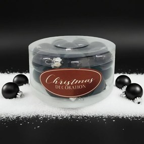 Fekete üveg karácsonyi gömb szett 16*3cm