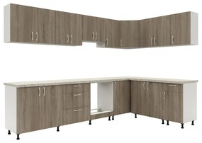 Benita 3 fiókos Alsó konyhaszekrény Sonoma Tölgy-Fehér 60x50x80 cm N