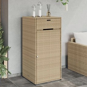 vidaXL bézs polyrattan kerti tárolószekrény 55 x 55 x 111 cm