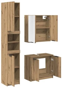 vidaXL Fürdőszobai Szekrény Szett polcokkal Artisan tölgy Faanyag