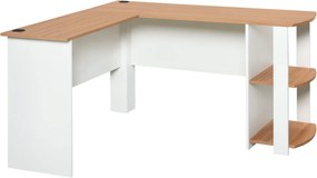 HOMCOM L-alakú PC Számítógép Íróasztal Polcokkal 136x130x72 cm Fa | Aosom