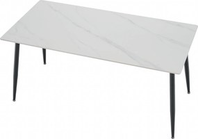 Étkezőasztal, fehér márvány/fekete, 160x80 cm, FLORENC TYP 2