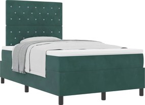 vidaXL Boxrugós ágy matracmal Sötétzöld 120 x 190 cm szövet