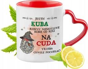 Kuba Piros Bögre Szív Alakú Füllel Ajándék Nyomtatott