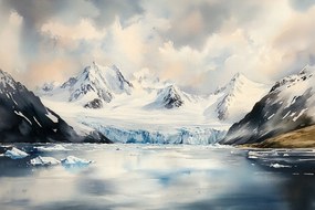 Vászonkép Canvas Tájkép Kilátás Hegyek Tó Gleccser Hó Jég 120x80