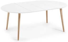 Fehér bővíthető étkezőasztal fehér asztallappal ø 120 cm Oqui – Kave Home