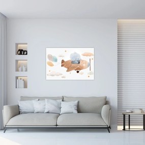 Kép - Akvarell elefánt egy repülőgépen (90x60 cm)