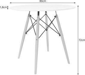 OSLO 80x80 fehér étkezőasztal fekete lábakkal