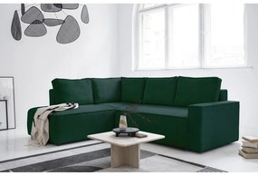 Sötétzöld kordbársony kinyitható sarokkanapé (bal oldali) Brave Dave – Miuform
