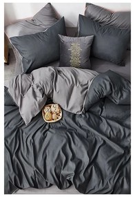 Szürke-antracitszürke egyszemélyes-hosszabbított pamut ágyneműhuzat lepedővel 160x220 cm – Mila Home