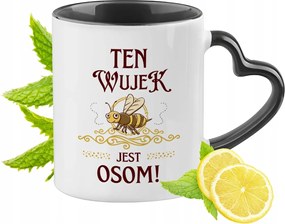 Fekete Bögre Szív Alakú Füllel Ajándék Nyomtatott