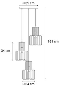 Retro függőlámpa fekete narancssárga 3-lámpás - Felt