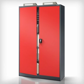 Fém iratszekrény JAN II, 1150 x 1850 x 400 mm, antracit-piros