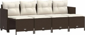 vidaXL 5 részes barna polyrattan kerti ülőgarnitúra párnával