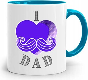 Kék Bögre Ajándék Apának I Love Dad fényképes nyomtatással