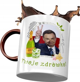 Bordó bögre Andrzej Duda PiS elnök Ajándék Nyomtatott fényképpel