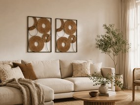 2 db faldekorációs készlet CIRCLES fém, 48x68 cm, barna