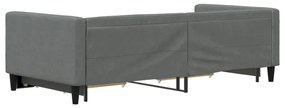 sötétszürke kihúzható szövet heverő fiókkal 90 x 190 cm