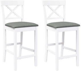 2 db fehér tömörfa gumiból bárszékek párnákkal