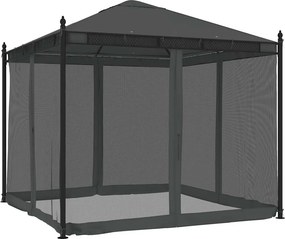 vidaXL antracitszürke acél pavilon hálós oldalakkal 2,93 x 2,93 m