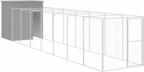 vidaXL világosszürke horganyzott acél kifutós kutyaház 165x863x181 cm