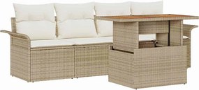 vidaXL Kerti Kanapé Szett párnával 5 pcs Beige és krém polirattan