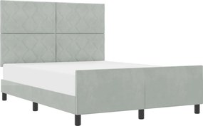 vidaXL Boxrugós ágy fejtámlával Világosszürke 140 x 200 cm Bársony