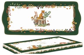 Forest Dream őszi porcelán kínáló tálca 35x15 cm dobozban Easy Life