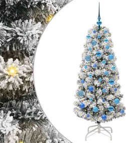 vidaXL Műanyag Hajtogatós Karácsonyfa 150 LED-del Zöld és Fehér 150 cm